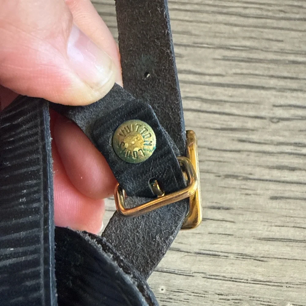 Louis Vuitton Black Epi Leather Luggage Tag & Strap